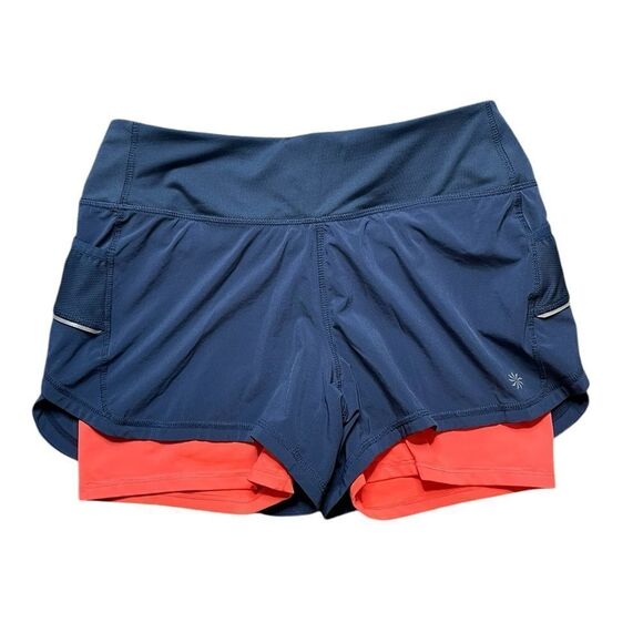 ATHLETA Ready Set Go 2 in 1 Shorts Blue Orange Size Small - Picture 2 of 5